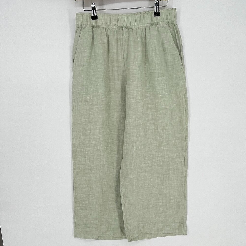 Tahari Green Wide Leg Pants with Elastic Waistband